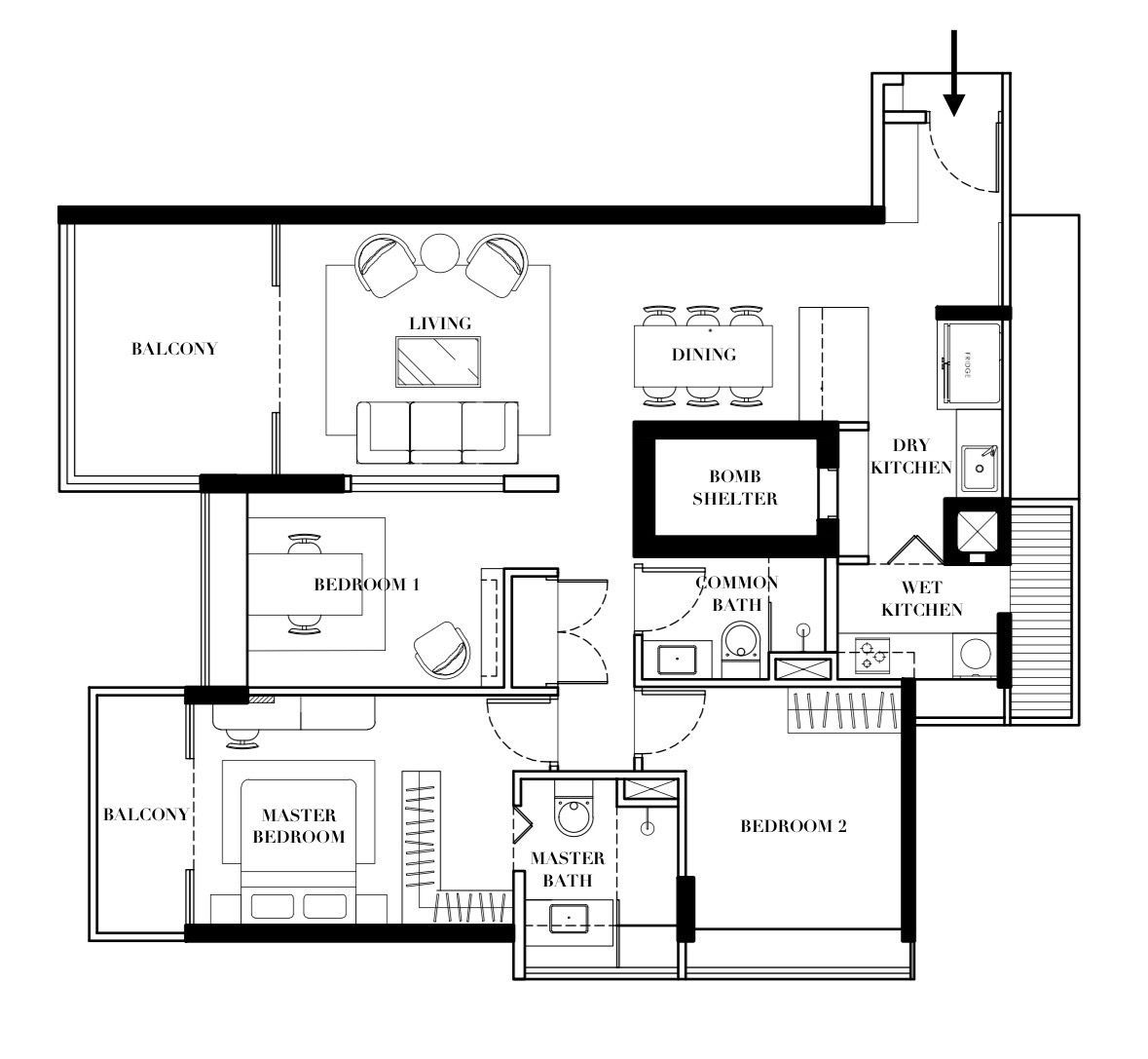 Luxe Ville 3 bedroom floor plan